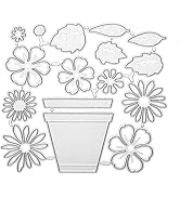 Flower Metal Cutting Dies 3D Flower Leaf Die Cuts Flowerpot Background Frame Stencil Template for...