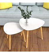 Nesting Table Set of 2 - Bamboo End Table - for Living Room Side Table for Bedroom Triangle Moder...