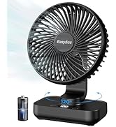 EasyAcc Small Oscillating Fan - 4000mAh, 5-23 Working Time, Rechargeable Desktop Air Circulate Fa...