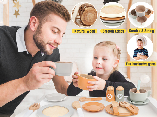 Wooden Play Dishes and Plates