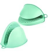 AUAUY 1 Pair Mini Silicone Oven Mitts, Heat Resistant Pot Holders Mitts, Cute Oven Pinch Grip Glo...