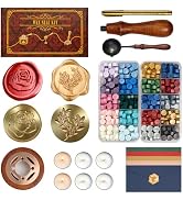 SHOWPIN Wax Seal Kit for Beginners: 2 Wax Seal Stamps, 400 Wax Beads | 20 Colors, 2 Interchangeab...