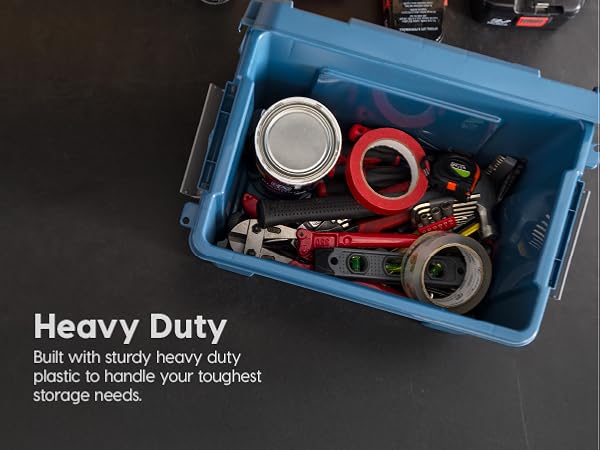 Lockable Storage Bins with Lids Heavy Duty, Stackable Containers, Garage Organizing Bins Moving Tubs