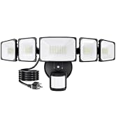 Meloght Motion Sensor Outdoor Light Plug in 55W 5500LM, 5 Heads Led Security Lights 340° Wide Lig...
