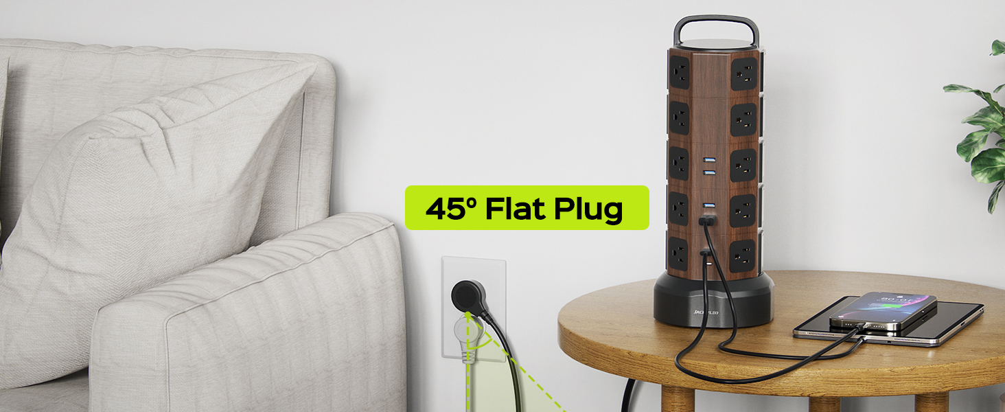45° flat plug Power Strip