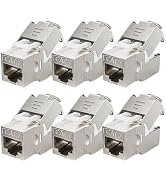 NataLink Cat 7 Cat 6A Shielded RJ45 Keystone Jack 6-Pack, 10G Ethernet Keystone Jack Toolless Zin...