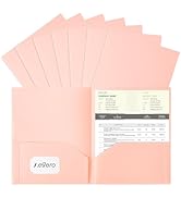 Aegero Plastic Folders with Pockets (7 Pack, Sakura Pink), Durable Heavy Duty File Folders with B...