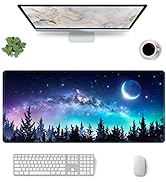 Large Gaming Mouse Pad, XXL Extended Mousepad with Stitched Edges, Non-Slip Base, Water Resist Ke...