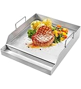 GGC 16" x 12.5" Flat Top Griddle Plate for Gas Grills, Stainless Steel Universal Griddle for Gas ...