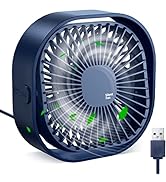 RJVW Small USB Desk Fan, 3 Speeds Portable Table Fan, 4 inch Personal Min Fan,Small Cooling Fan b...