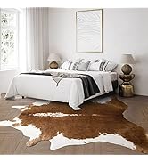 Keeko Cow Print Rug, 4.6x5.2 Faux Cowhide Rug Western Living Room Decor Premium Suede Animal Prin...