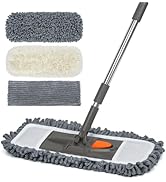 Microfiber Dust Mop with 3 Reusable Washable Pads - 58" Long Handle Wet&amp;Dry Mops for Hardwood, Vi...