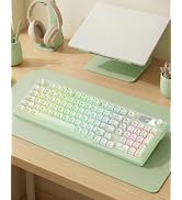 EWEADN V102 Wireless Keyboards, 102-Key Gaming Keyboard with Screen &amp; Media Knob, Custom RGB Back...
