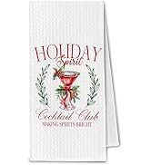 ChissNook Merry Christmas Cocktail Kitchen Towels, Gifts for Cocktail Lovers Dish Towels Drying C...