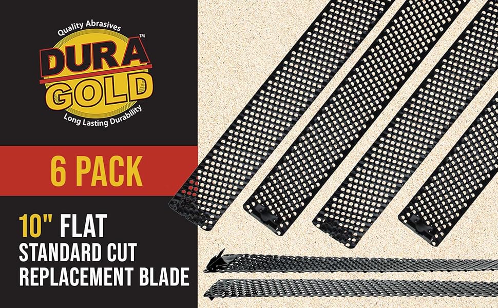 Dura-Gold 10" Flat Replacement Blade, 6 Pack - Steel Shaver for Auto Body, Wood, Fiberglass