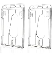 Teskyer Hard Plastic Badge Holder, Clear ID Badge Name Card Holder with Easy Access Thumb Slot, H...
