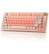 Keyporia WK75 Wireless Mechanical Keyboard with Knob, 75% Foundation Pink Creamy Keyboard, Hot Sw...