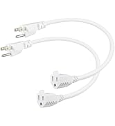 SPARKING 1 Foot Short Extension Cord - 12in White AC Mini Indoor 3 Prong Extension Cord,Single Ou...