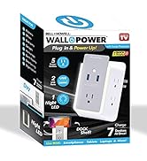 Bell+Howell USB Wall Charger-5 Outlet Extender with 2 USB Charging Ports &amp; LED Night Light-Surge ...