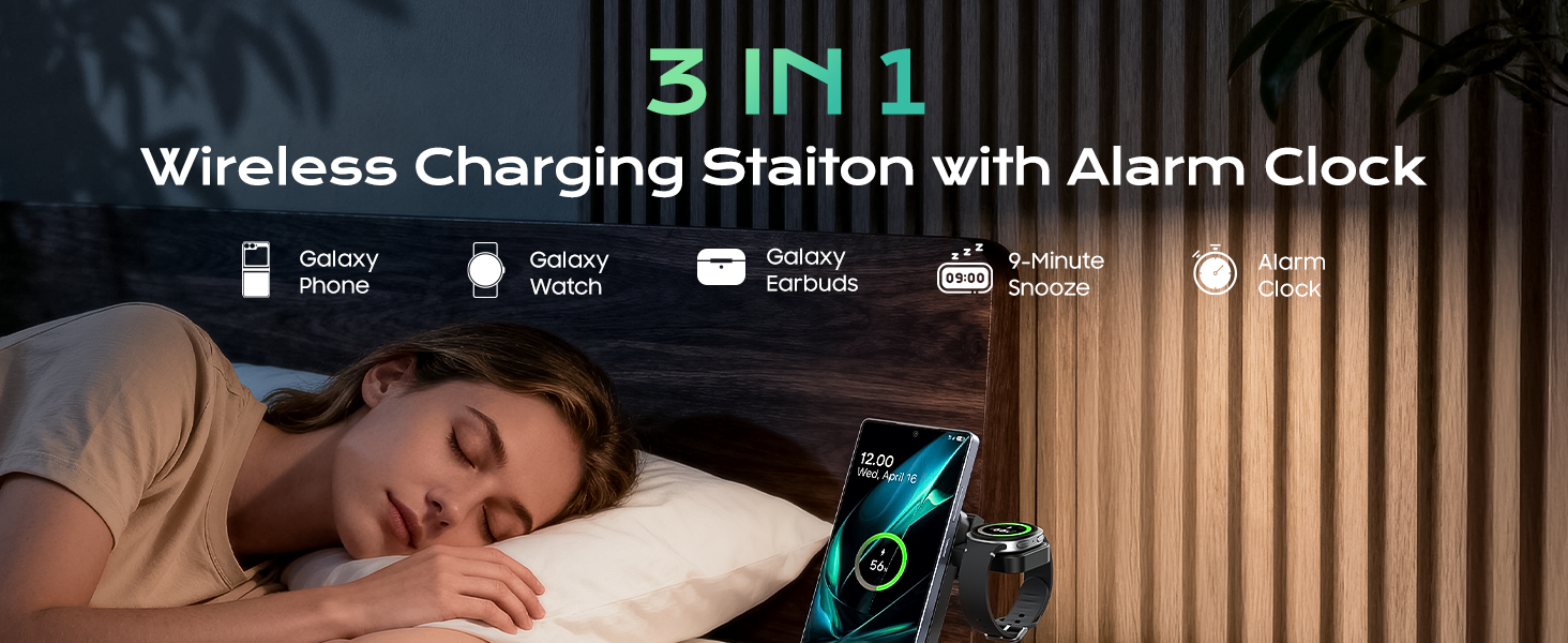 wireless charging station with clock