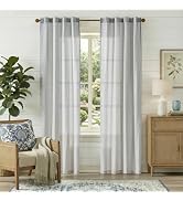 jinchan Linen Curtains 84 Inch Blue Stripe on Beige Back Tab 2 Panels | Curtains For Living Room ...