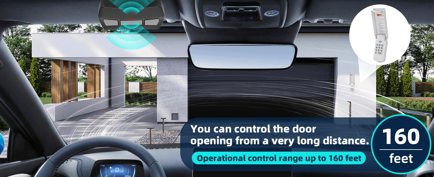 You can control the door opening from a very long distance.