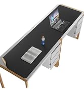 Vyaaa 74.8"x19.6" PU Leather &amp; Cork Large Desk Mat (Black) - XXL Extended Mouse pad, Reversible D...