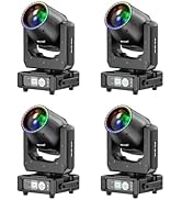 4-Pack Wiwreenm 230W 7R Moving Head Beam Lights with 27 * 0.5W Aperture LED Spotlight,48-Facet Pr...