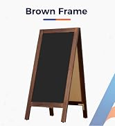 AMUSIGHT Wooden A-Frame Sign, Magnetic 40" x 20" Brown Chalk Board Sign Board, Double-Sided Sandw...