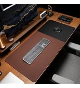 HAUTOCO Cork Desk Mat 31.5"x15.7", Distressed PU Leather &amp; Cloth Desk Pad | Waterproof, Non-Slip,...