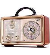 PRUNUS Retro Radio Portable AM FM,Transistor Radio Plug in Wall &amp; Battery Powered&amp;Rechargeable Vi...