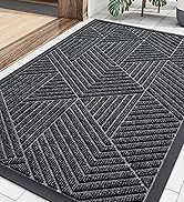 Smiry Front Door Mat Outside Entrance, Heavy Duty Sturdy Natural Rubber Doormat, Trap Dirt and Mo...