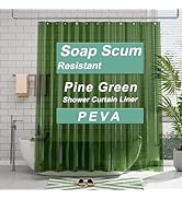AmazerBath Shower Curtain Liner, 72x72 Clear Pine Green Shower Curtain Liner, Lightweight Plastic...