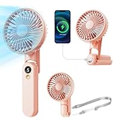 Dhenrio Portable Handheld Fan, 180° Foldable Personal Fan as Power Bank, USB Rechargeable Mini Ha...