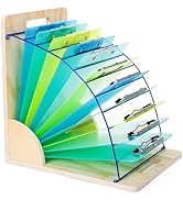 ZAVOOS Clipboard Holder, Wooden Clipboard Stand, 12 Slots Clipboards Storage Rack, File Paper Mag...