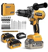 SundpeyPRO 21V Cordless Hammer Drill - 1060In·lbs Brushless Drill Set with 2 x 4.0Ah Battery - 20...