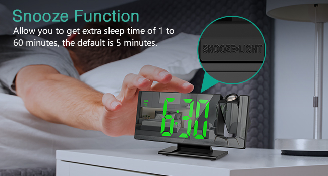 ORIA Projection Alarm Clock, LED Electronic Alarm Clock, 7.8" Mirror Desk Alarm Clock