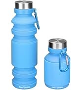 Nefeeko Collapsible Water Bottle, Reuseable BPA Free Silicone Foldable Water Bottles for Travel G...