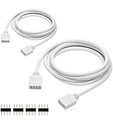 RGBZONE 2 Pack 2M 6.6ft Extension Cable Connect Female Plug to SMD 5050 RGB LED Strip Light with ...