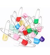 20 Pcs 2 Inch Baby Infant Child Cloth Nappy Diaper Pins Safety Locking Holder Colorful Safety Pin...
