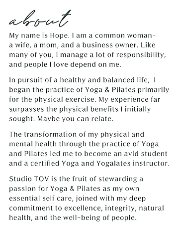 About Studio TOV, Yoga and Pilates