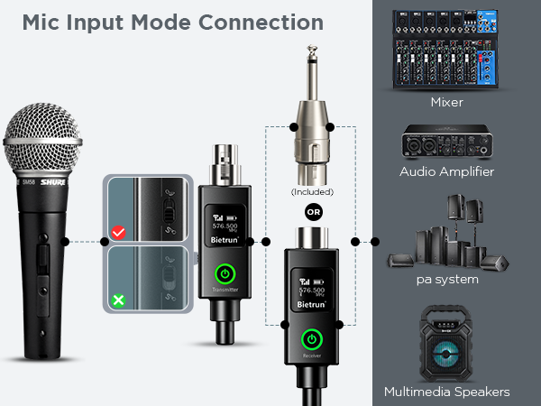 XLR Microphone wireless microphone audio transmitter and receiver wireless microphones systems