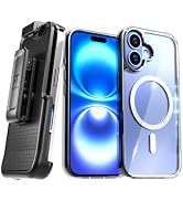 Designed for iPhone 16 Case with Belt Clip Holster | Transparent Full-Body Protective Cover with ...