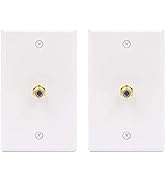 VCE 2-Pack Coax Wall Plate, 3GHz Gold-Plated F Type RG6 Keystone Jack Insert Wall Plate for Coaxi...