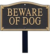 Designer Beware of Dog Plaque/Marker/Sign with Stake 18" Tall