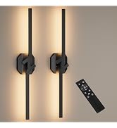 Battery Operated Wall Sconce Set of Two,USB Rechargeable Wall Sconce with Remote Control,3000K-60...