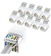 CNCOB Cat6 Keystone Jack Toolless 10 Pack Golded Plated Tool Free RJ45 Ethernet Jack Easy Operati...