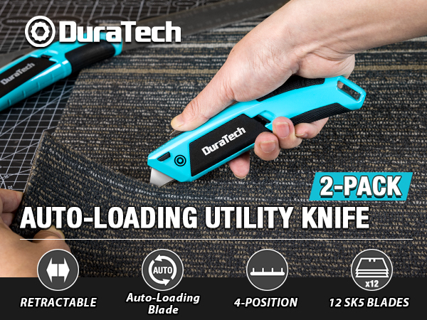 Auto-Loading Utility Knife Heavy Duty Retractable Box Cutter Quick-Change Razor Knife