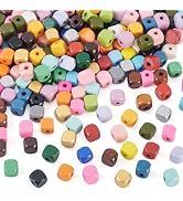 Craftdady 580pcs 10mm Wood Large Hole Beads Cube Wooden Beads Square Mini Bracelet Keychain Bead ...
