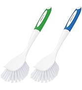 Amazer Dish Brush with Handle, 2 Pack Kitchen Scrub Brushes for Cleaning, Dish Scrubber with Stif...